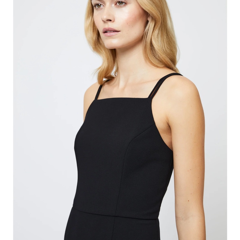 French Connection Whisper Straight Neck Black Dress